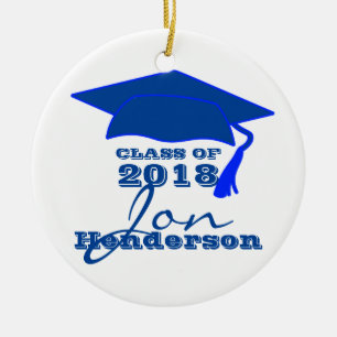 Personalised Blue and White Graduation Ceramic Tree Decoration