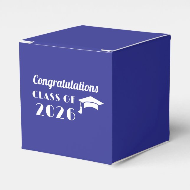 Personalised Blue and White Graduation  Favour Box (Front Side)