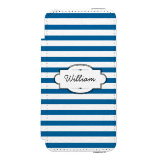 Personalised Blue and White Horizontal Stripe Incipio Watson™ iPhone 5 Wallet Case