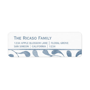 Personalised Blue And White Leaf Return Address Label