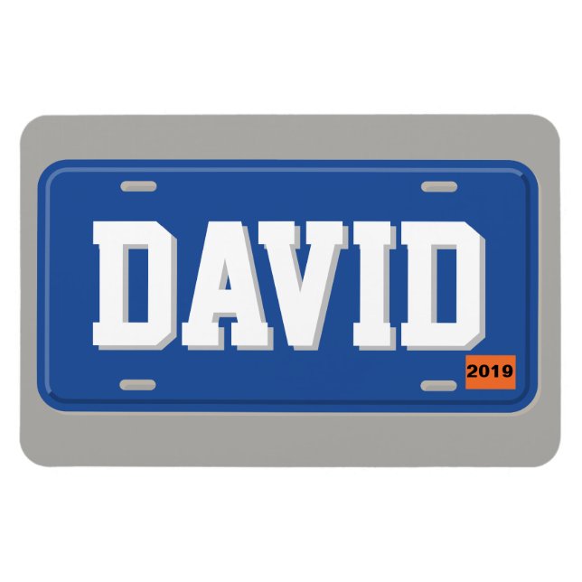 Personalised Blue and White License Plate Magnet (Horizontal)