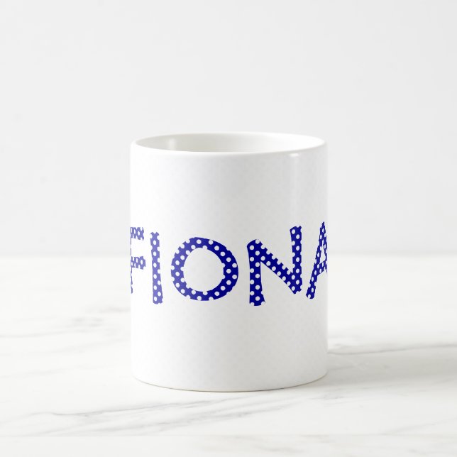 Personalised Blue and White Polka Dot Mug (Center)