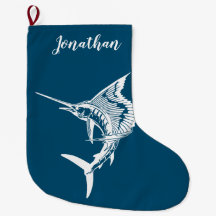 Personalised Blue and White Sailfish Stocking
