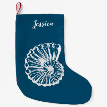 Personalised Blue and White Shell Stocking