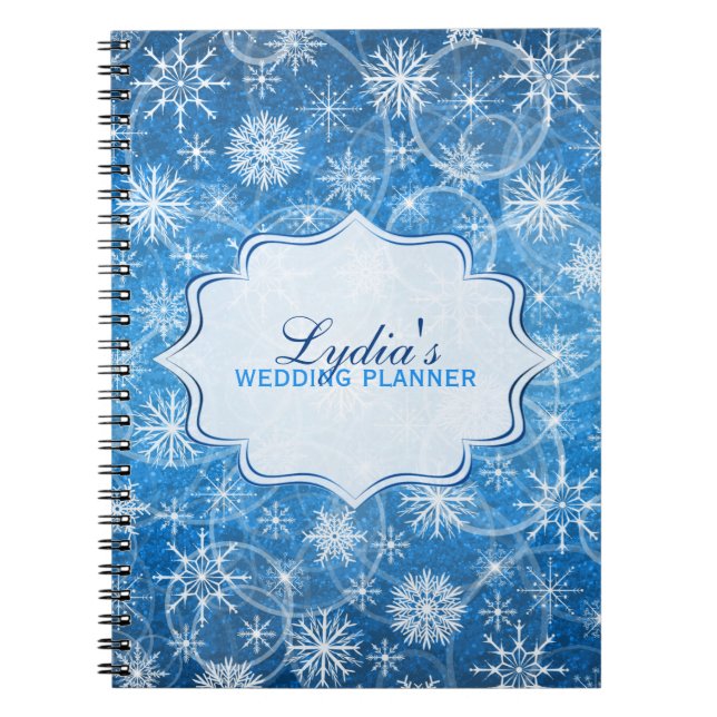 Personalised Blue and White Snowflakes Notebook (Front)