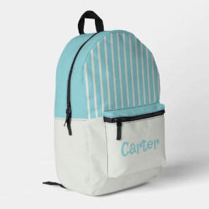 Personalised blue and white striped printed backpack