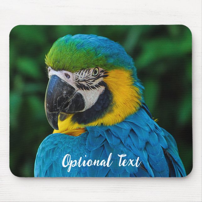Personalised Blue and Yellow Macaw Parrot Mouse Pad (Front)