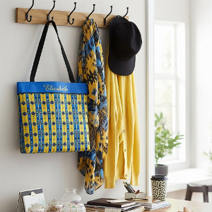 Personalised Blue and yellow tribal Tote Bag