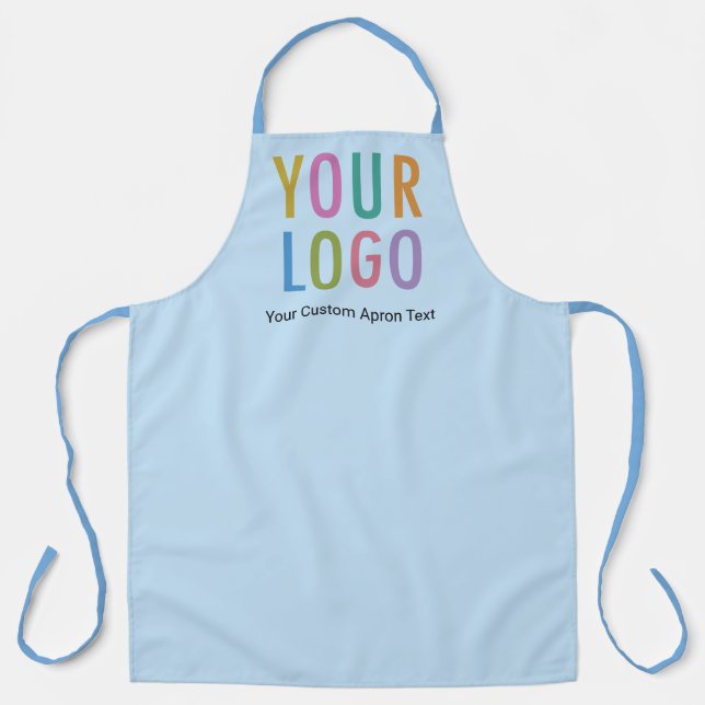 Personalised Blue Apron with Custom Logo Name Text (Front)