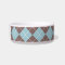 Personalised blue argyle dog bone pet food bowl