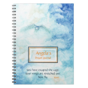 Personalised Blue Art Rumi Journal Notebook