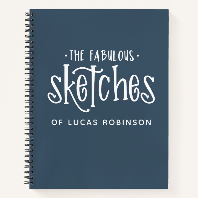 Personalised Blue Artist Sketchbook Notebook (Front)