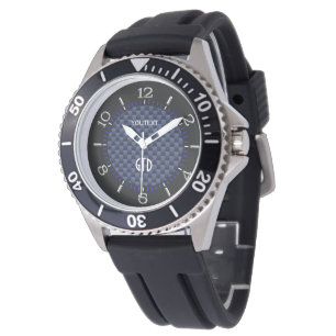 Personalised Blue Automotive Carbon Fibre Style Watch