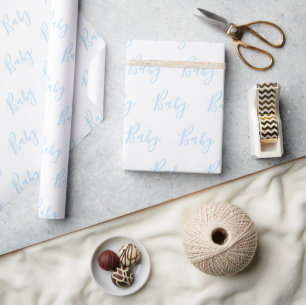 Personalised Blue Baby Boy Elegant Baby Wrapping Paper
