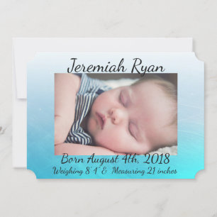 Personalised Blue Baby Photo Birth Announcements