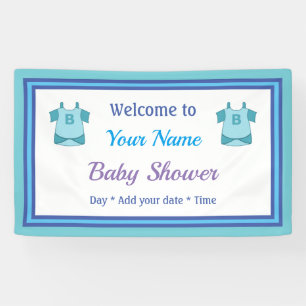 Personalised Blue Baby Shower Banner