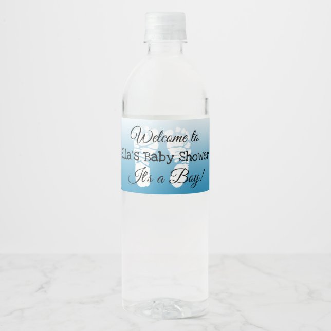 Personalised Blue Baby Shower Bottle Labels (Front)