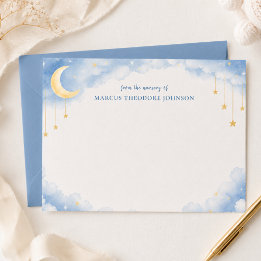 Personalised Blue Baby Shower Thank You Note Card
