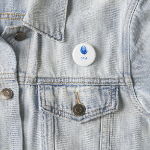 Personalised Blue Balloons Birthday 3 Cm Round Badge