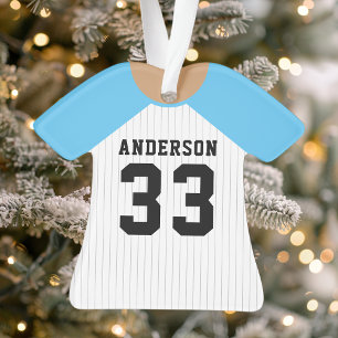 Personalised Blue Baseball Jersey Ornament