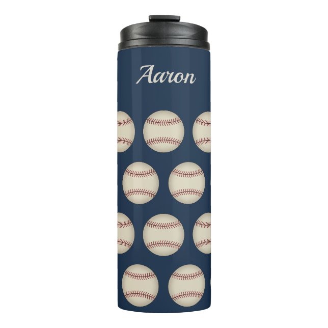 Personalised Blue Baseball Thermal Tumbler Gift (Front)