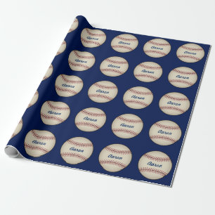 Personalised Blue Baseball Wrapping Paper