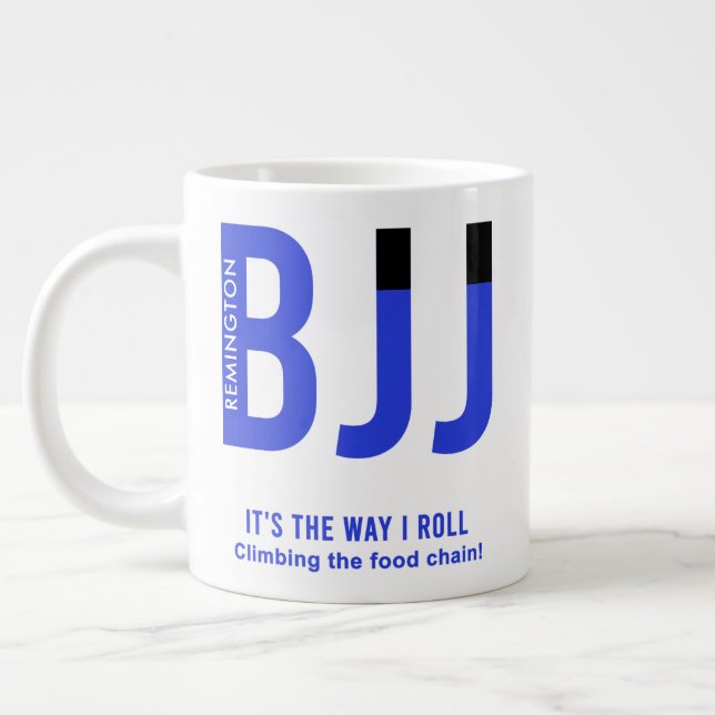 Personalised Blue Belt Ranked BJJ Jiu Jitsu 20oz Large Coffee Mug (Left)