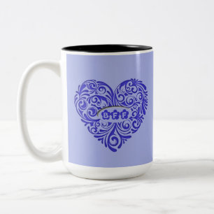 Personalised Blue BFF Heart Mug