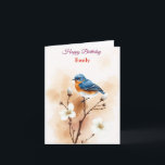 Personalised Blue Bird Flowers Watercolor birthday Card<br><div class="desc">Personalised Blue Bird Spring Flowers Watercolor</div>
