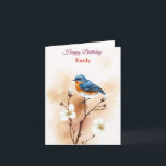 Personalised Blue Bird Flowers Watercolor birthday Card<br><div class="desc">Personalised Blue Bird Spring Flowers Watercolor</div>