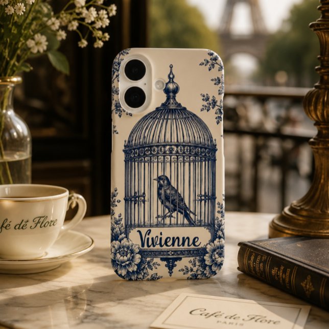 Personalised Blue Birdcage Toile  Case-Mate iPhone Case (Creator Uploaded)