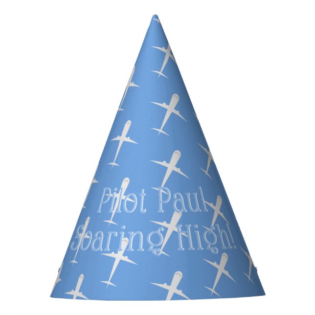 Personalised Blue Birthday Party Pilot Aeroplane Hat (Front)