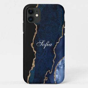 Personalised Blue & Black Agate  iPhone 11 Case