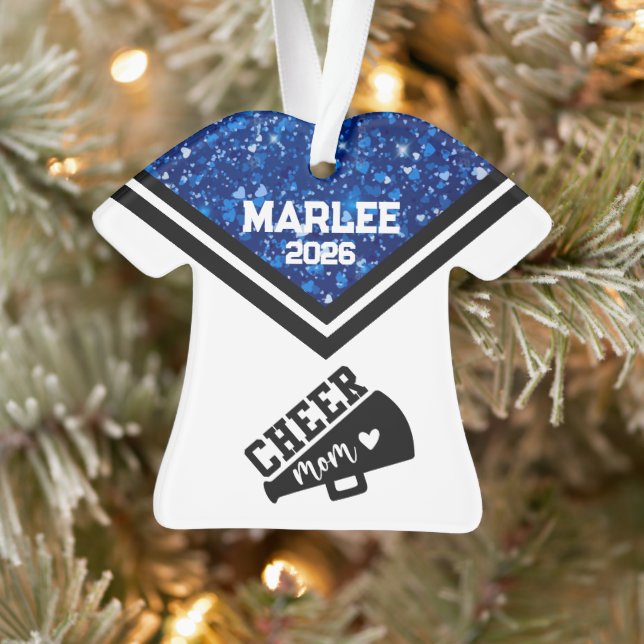 Personalised Blue & Black Cheer Mum Ornament  (Tree)