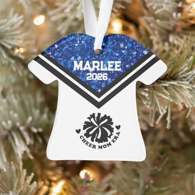 Personalised Blue & Black Cheer Mum Ornament  (Tree)