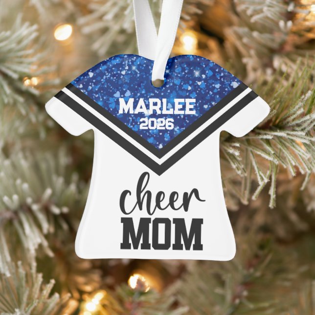 Personalised Blue & Black Cheer Mum Ornament  (Tree)
