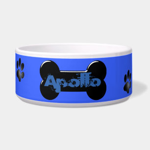 Personalised Blue Black Dog Bone & Paw Prints