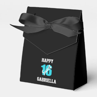 Personalised Blue Black Sweet 16 Ribbon Favour Box