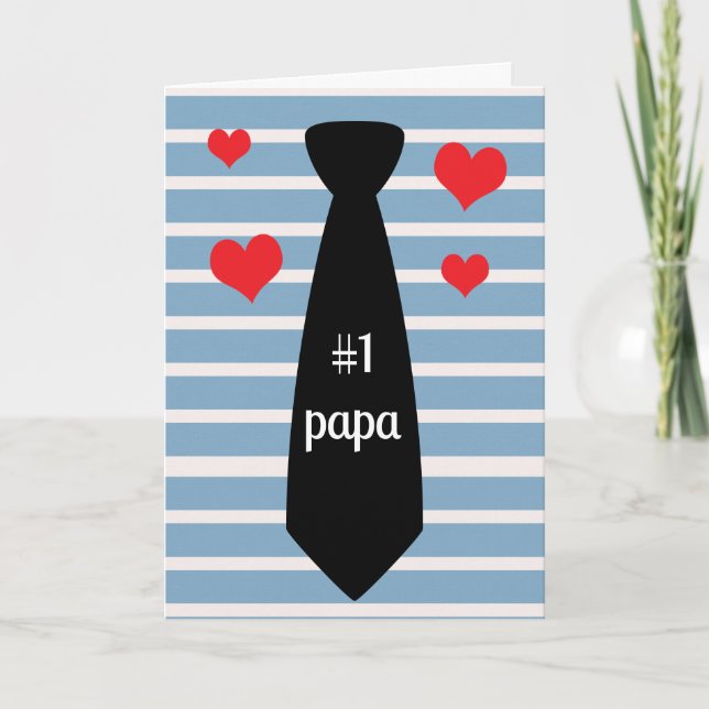 Personalised Blue Black Tie #1 Papa Father's Day Card (Front)