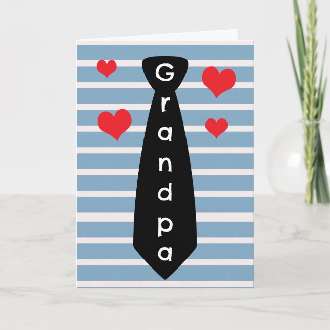 Personalised Blue Black Tie Grandpa Father's Day Card (Front)