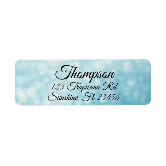 Personalised Blue Bokeh Return Address Labels (Front)