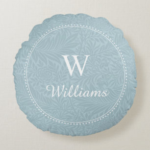 Personalised Blue Botanical Pattern  Round Cushion