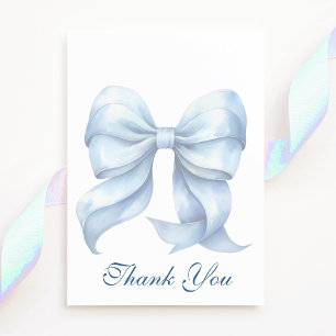 Personalised Blue Bow Bridal Shower Thank You Card