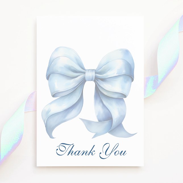 Personalised Blue Bow Bridal Shower Thank You Card (Creator Uploaded)