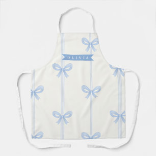 Personalised Blue Bow Coquette Name Aesthetic Apron