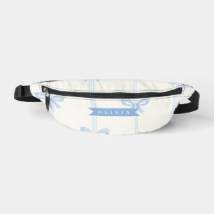 Personalised Blue Bow Coquette Name Aesthetic Bum Bags