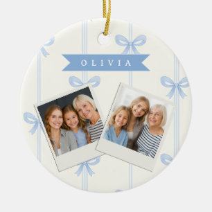 Personalised Blue Bow Coquette Name Aesthetic Ceramic Ornament