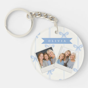 Personalised Blue Bow Coquette Name Aesthetic Key Ring