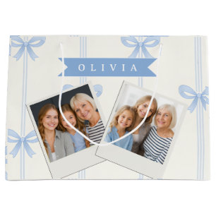 Personalised Blue Bow Coquette Name Aesthetic Large Gift Bag