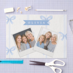Personalised Blue Bow Coquette Name Aesthetic Tissue Paper